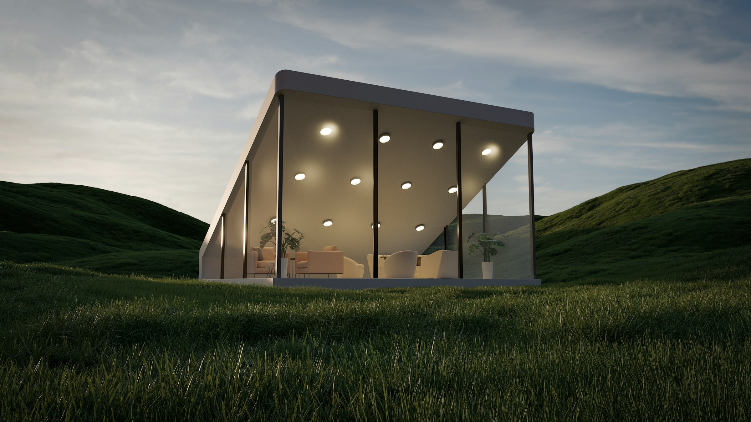 Glass Haven - A transparent glass pavilion designed to blend with its environment